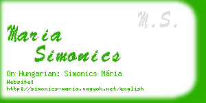 maria simonics business card
